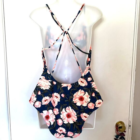 TORI PRAVER SIZE XL 12+ NAVY BLUE FLORAL ONE PIECE SWIM SUIT - Picture 8 of 12
